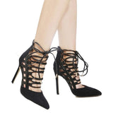 cross tied with zipper high heels