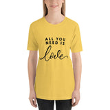 all you need is love short sleeve t shirt