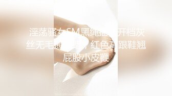  淫荡骚女SM黑绳捆绑开档灰丝无毛逼滴蜡，红色高跟鞋翘屁股小皮鞭